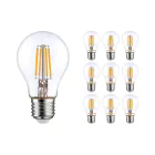 Lot 10x Filament LED E27 Poire Claire 7W 806lm - 827 | Remplacement 60W